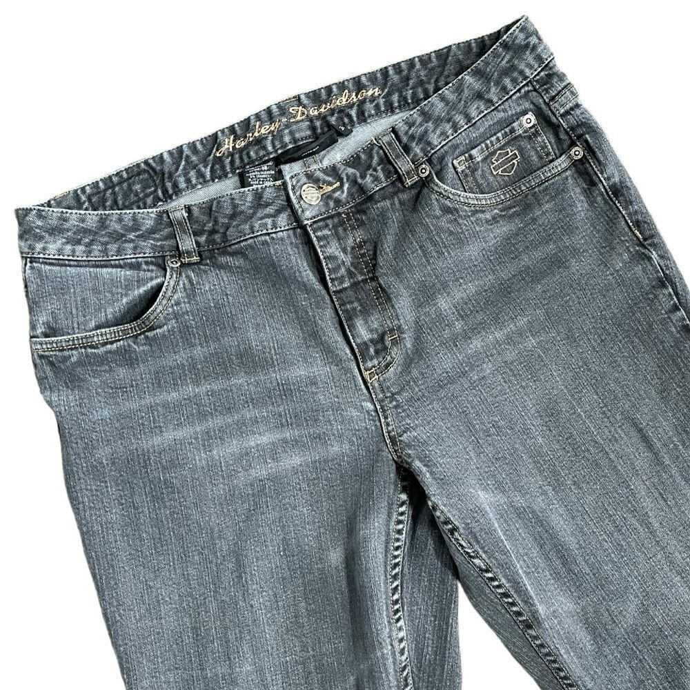 Harley Davidson Women's Gray Bootcut Jeans Size 14 Petite